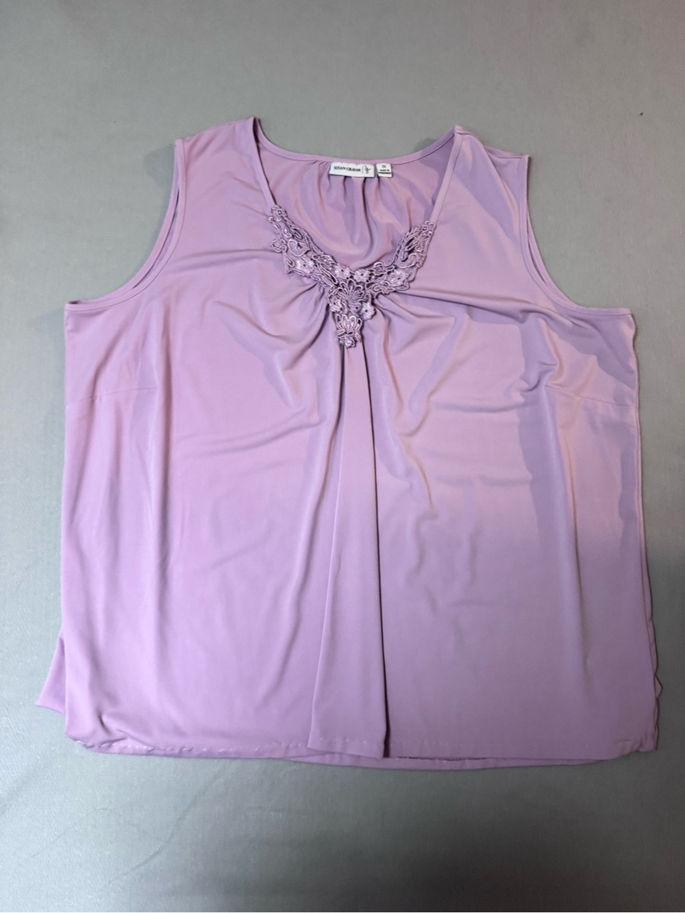 Susan Graver Lavender Lace-Trim Sleeveless Tank
